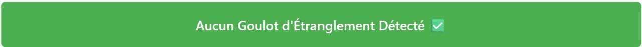 Home - Français 1 Capture d’écran du calculateur de goulot d’étranglement affichant « Aucun goulot d’étranglement détecté », indiquant un équilibre parfait entre le processeur (CPU) et la carte graphique (GPU) ainsi qu’une performance optimale.