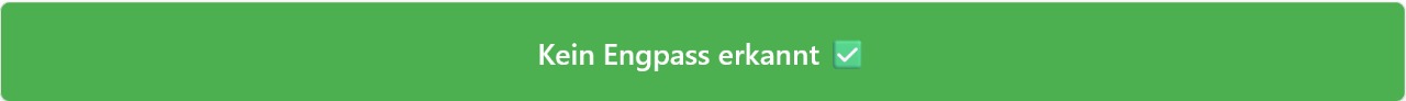 Home - Deutsch 1 Screenshot des Engpass-Rechners mit der Anzeige „Kein Engpass erkannt“, der ein perfektes Gleichgewicht zwischen CPU und GPU sowie eine optimale Leistung zeigt.