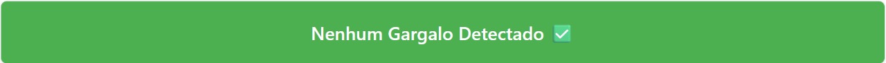 Captura de tela da Calculadora de Gargalos mostrando “Nenhum Bottleneck Detectado”, indicando equilíbrio perfeito entre a CPU e a GPU e desempenho ótimo.