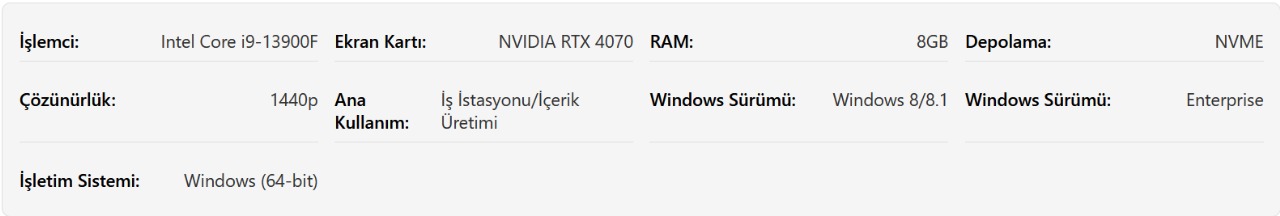 “Darboğaz Hesaplayıcısında sistem bilgi özeti ekran görüntüsü; performans analizinde kullanılan seçilmiş CPU, GPU, RAM ve diğer donanım detaylarını gösteriyor.”