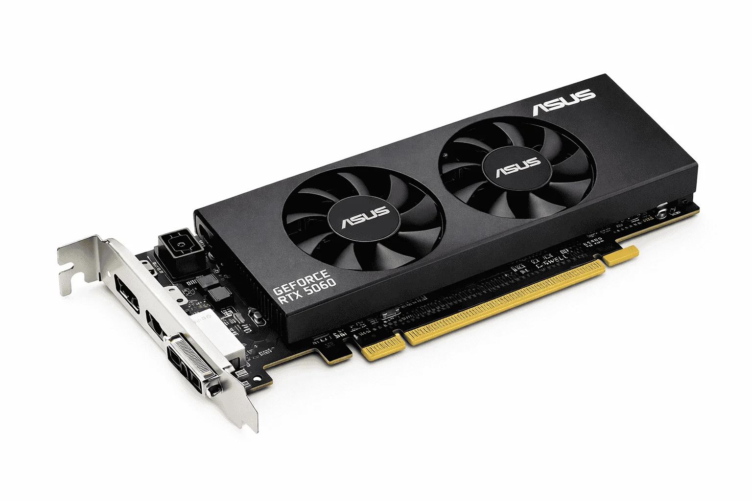 ASUS RTX 5060 LP BRK OC low profile graphics card with 8GB GDDR7 memory and dual-fan cooling design