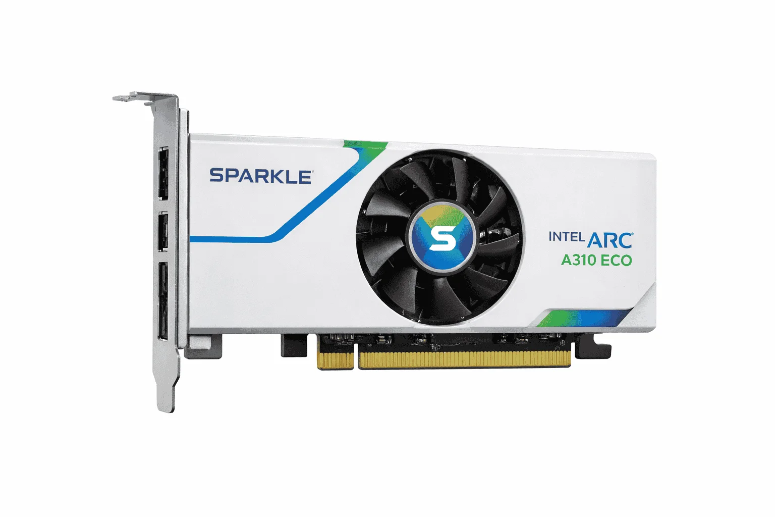 Intel Arc A310 ECO single-slot low profile graphics card with 4GB GDDR6 memory and 50W power draw