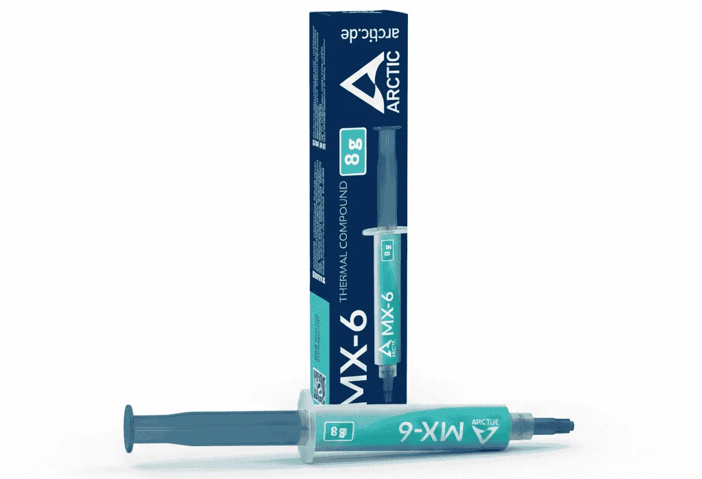 ARCTIC MX-6 high-performance thermal paste for CPU cooling, compatible with Intel and AMD processors