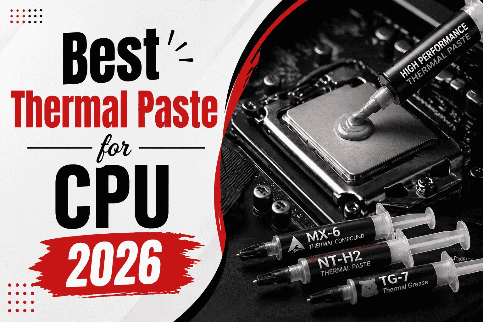 Best thermal paste for CPU in 2026 showing high-performance thermal compound applied on a processor for efficient heat transfer, lower temperatures, and stable system performance.