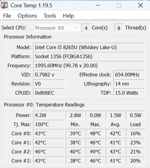CPU Temperature Monitoring | Recommended Software & Hardware Solutions (2026) 7 Core Temp utility displaying Intel CPU core temperatures and TjMax readings in Celsius