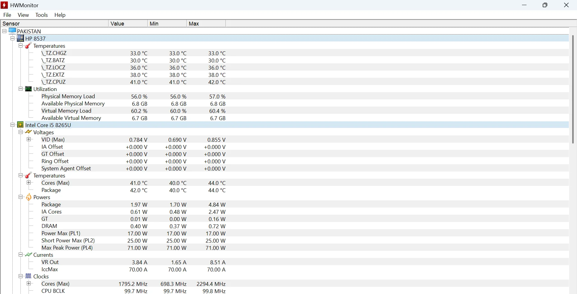 CPU Temperature Monitoring | Recommended Software & Hardware Solutions (2026) 4 HWMonitor showing real-time CPU and GPU temperatures, clock speeds, and power consumption