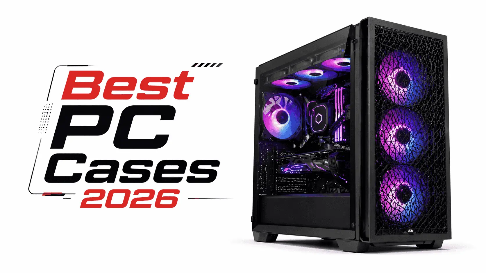 Best PC cases for gaming and high-performance builds, featuring a modern airflow-focused PC case with RGB fans and tempered glass panel. Ideal for users looking for better cooling, clean design, and easy upgrades in 2026.