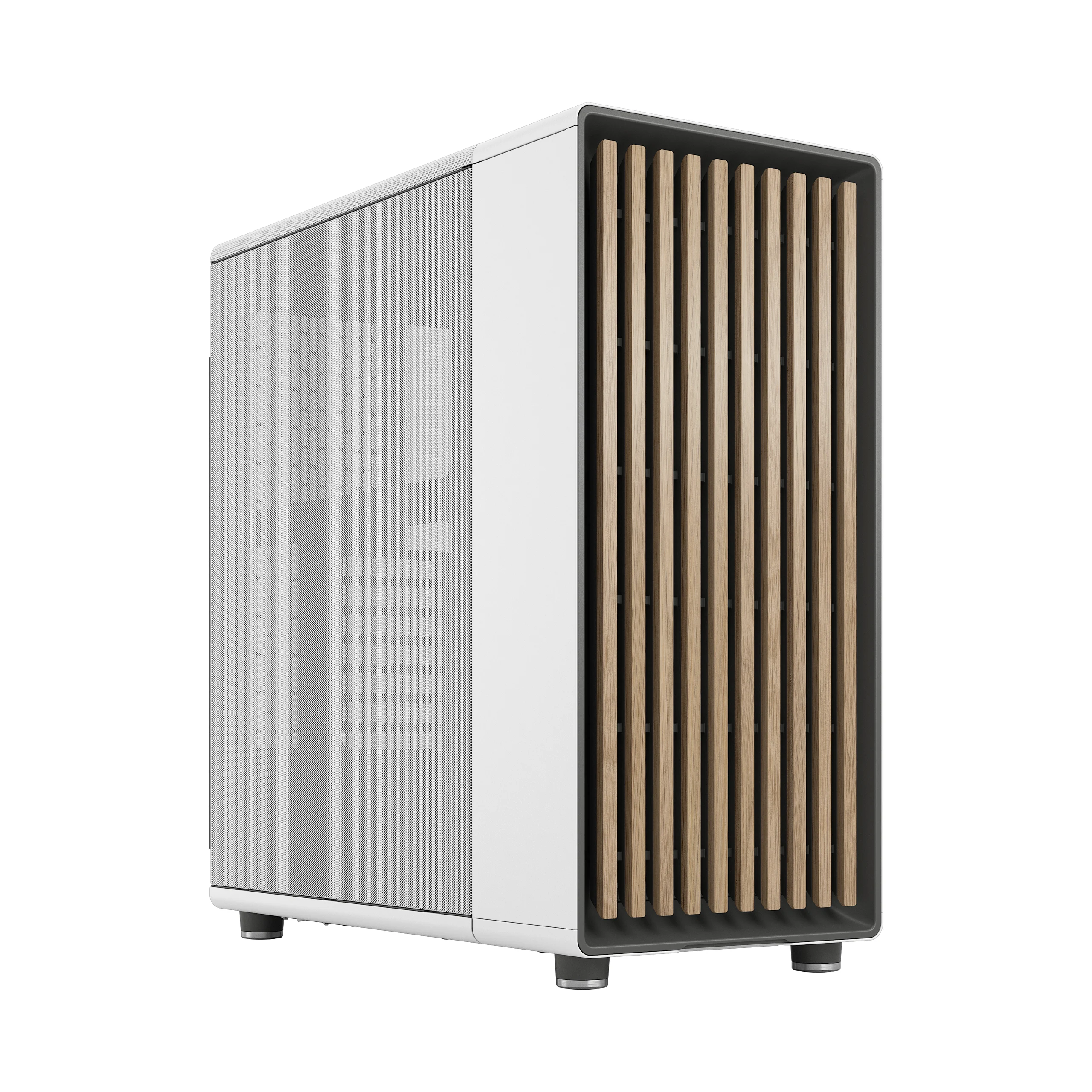 Fractal Design North mid tower PC case with unique wood front panel combined with mesh airflow design. One of the best PC cases for users who want premium aesthetics with strong cooling performance.