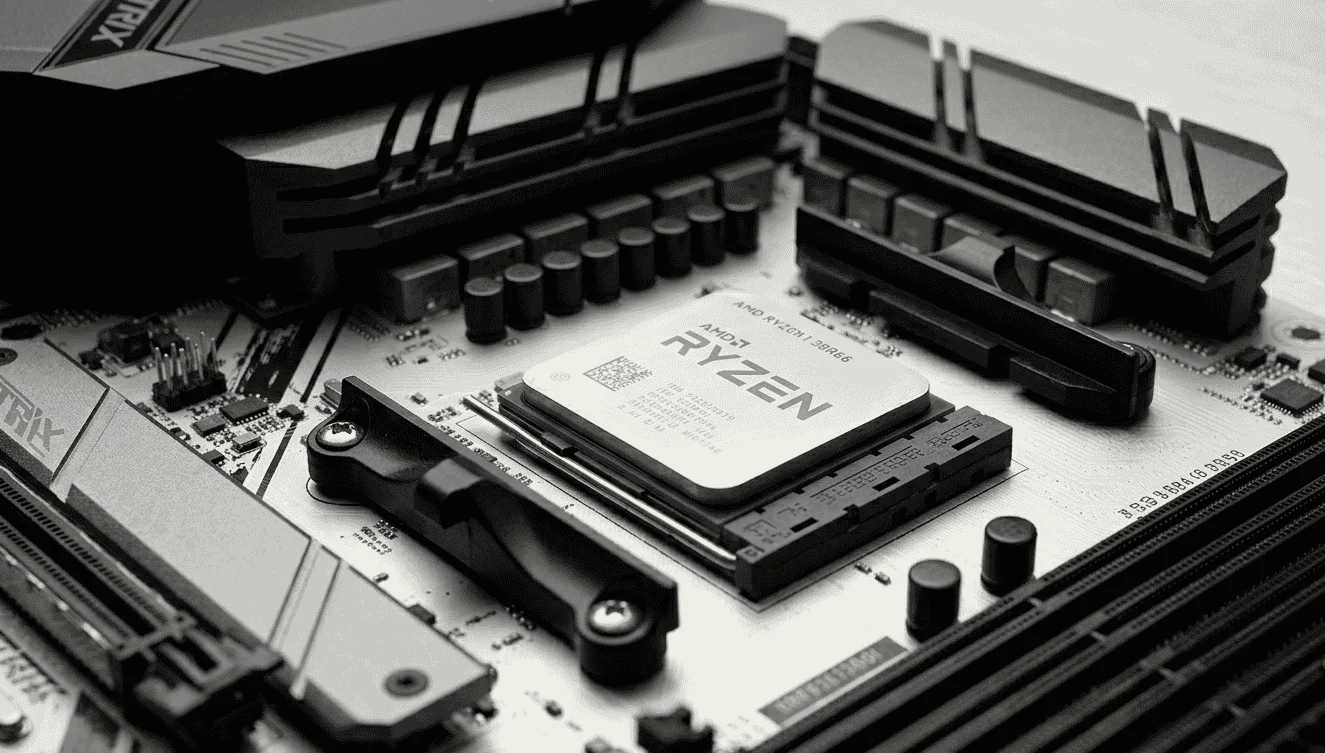 Best AM4 CPU for Gaming In 2026 | Tested & Reviewed 1 AMD Ryzen processor installation in AM4 motherboard socket inside an open desktop PC showing CPU build process for gaming PC assembly and upgrade guide.