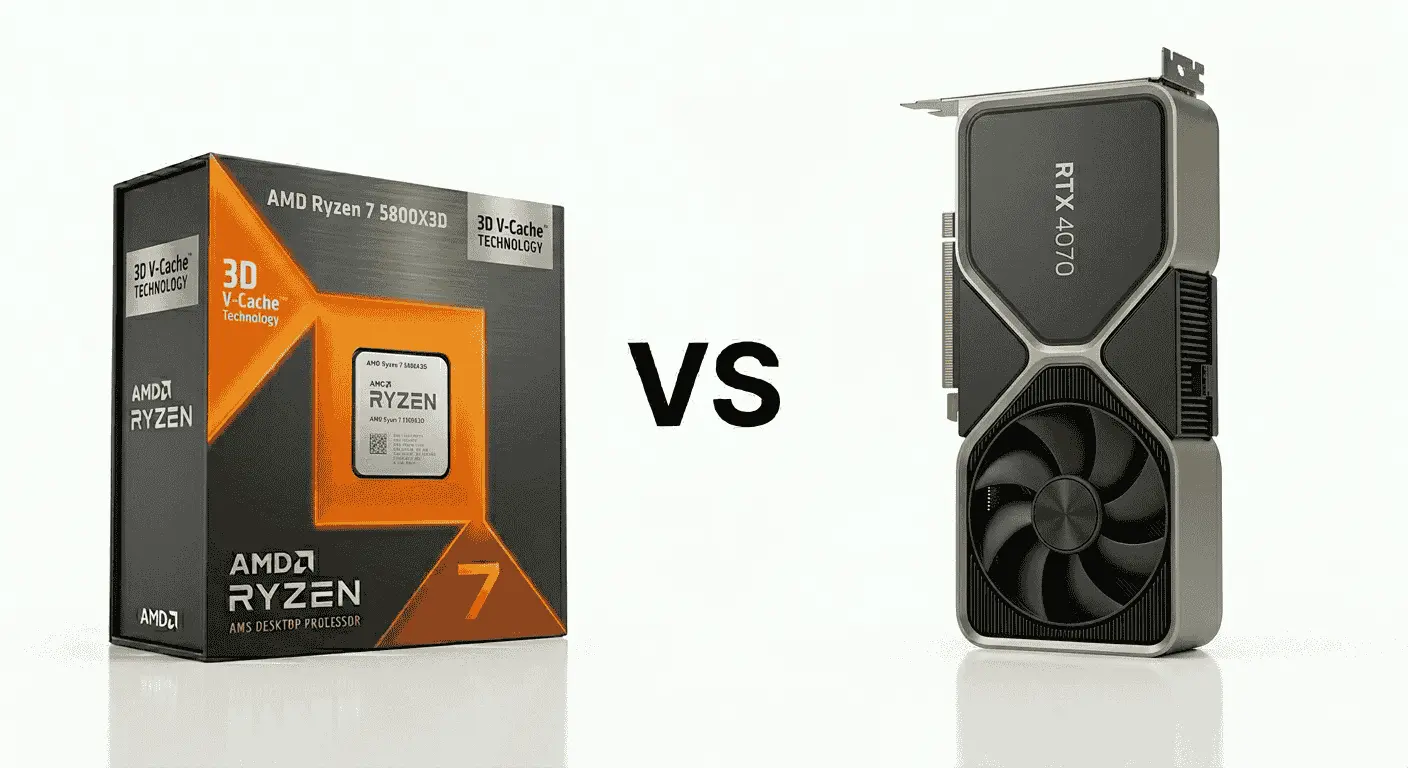 Ryzen 7 5800X3D and RTX 4070 combo for AM4 gaming upgrades and high FPS 1440p gaming. Great CPU GPU pairing for open-world games and smooth frame delivery.