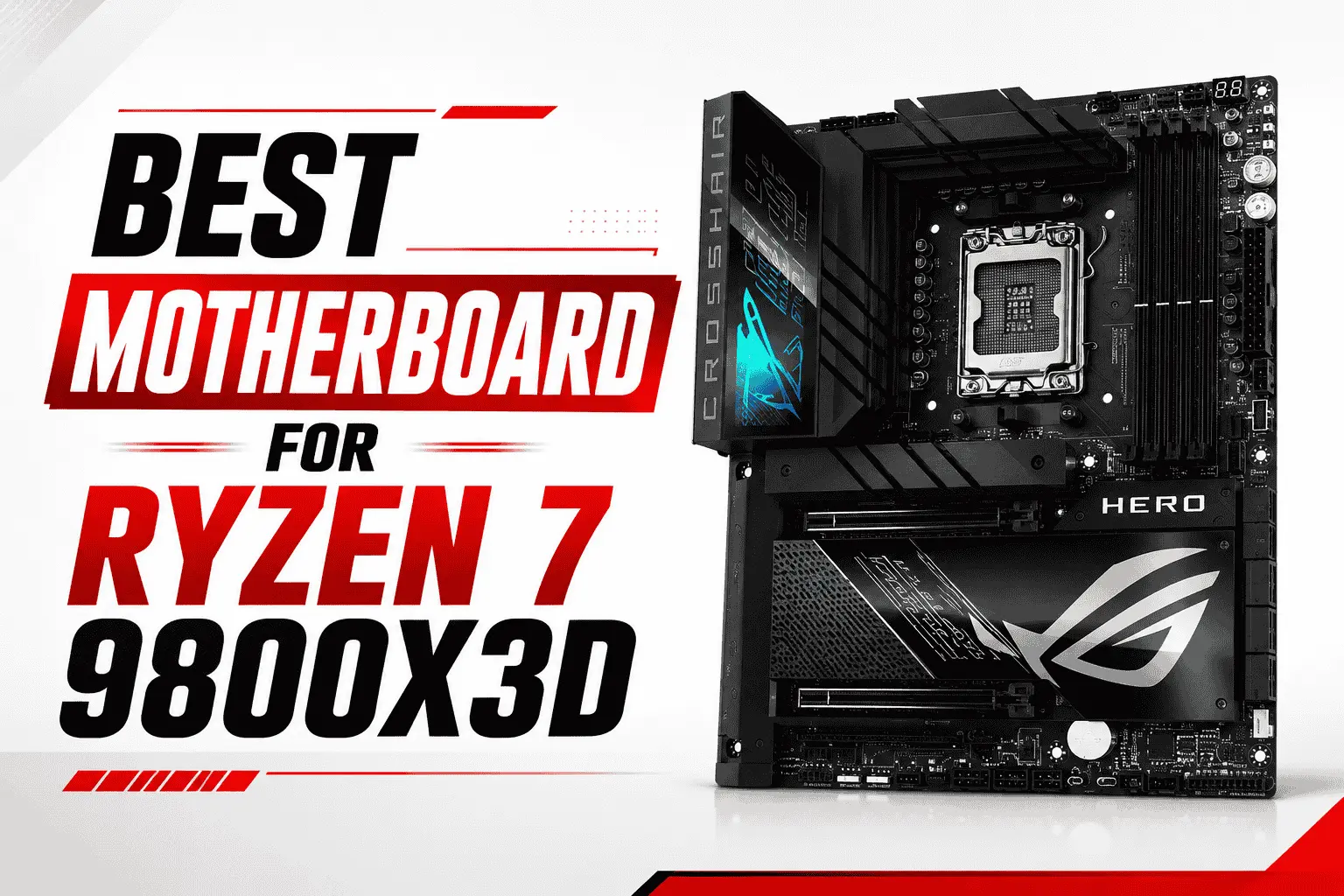 Best motherboard for Ryzen 7 9800X3D featuring a high-end AM5 gaming motherboard recommended for performance-focused PC builds.