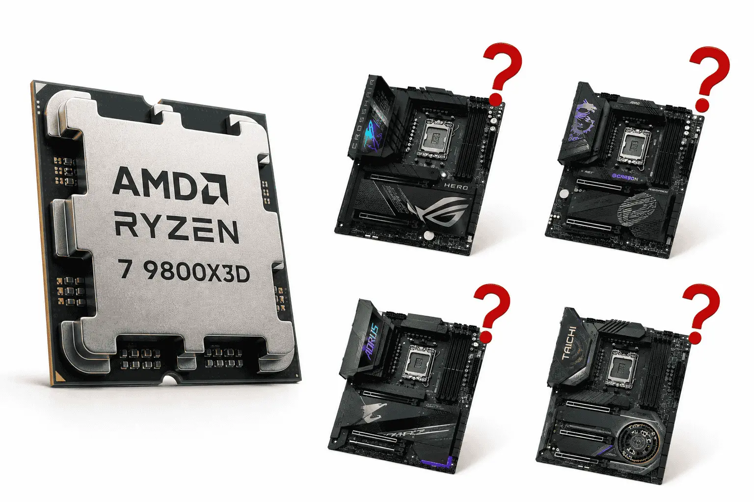 Ryzen 7 9800X3D processor compared with multiple AM5 motherboards to help choose the best motherboard for gaming and performance.