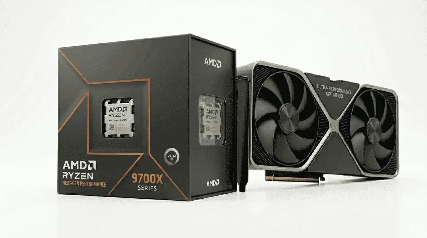 AMD Ryzen 7 9700X paired with RTX 5090, demonstrating a balanced configuration that delivers strong gaming performance while maintaining platform efficiency and value.