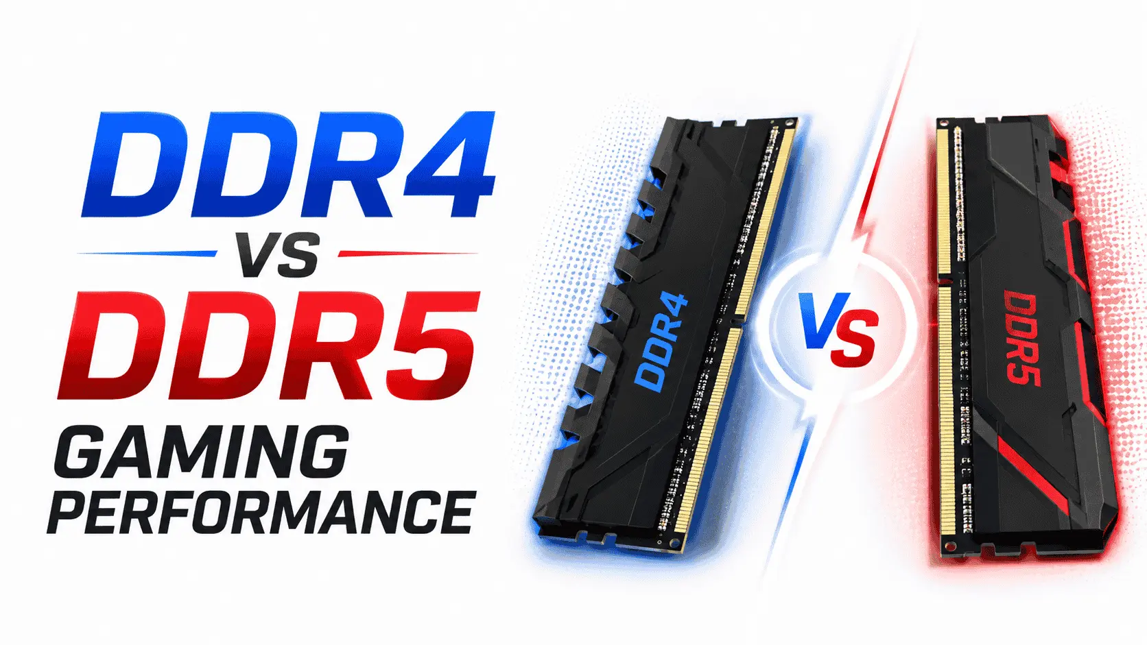 DDR4 vs DDR5 RAM | Which Is Better for Gaming in 2026? 13 DDR4 vs DDR5 gaming performance feature image showing DDR4 and DDR5 RAM comparison for FPS, frame stability, loading speed, and modern PC gaming.