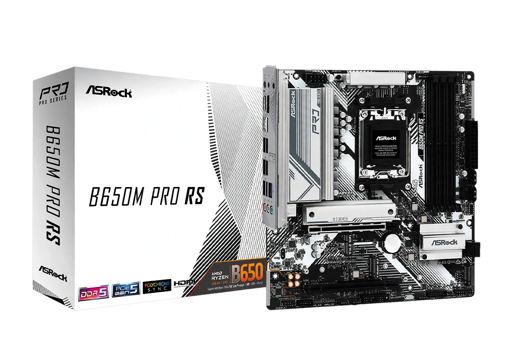 mATX vs ATX Motherboards — Which Should You Choose? 6 The ASRock B650M Pro RS is an AM5 mATX motherboard with DDR5, three M.2 sockets, including one PCIe 5.0 slot, and 2.5Gb LAN. This model does not include onboard Wi-Fi.