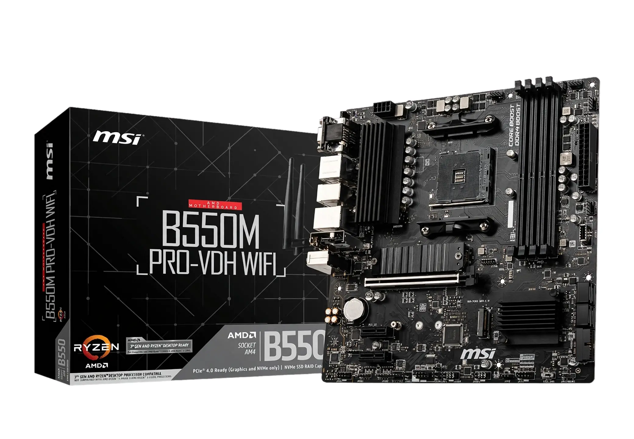 mATX vs ATX Motherboards — Which Should You Choose? 7 For mATX vs ATX on a DDR4 budget, the MSI B550M PRO-VDH WIFI supports AM4 Ryzen processors and two M.2 SSDs. It also includes Wi-Fi 5 and Gigabit Ethernet.