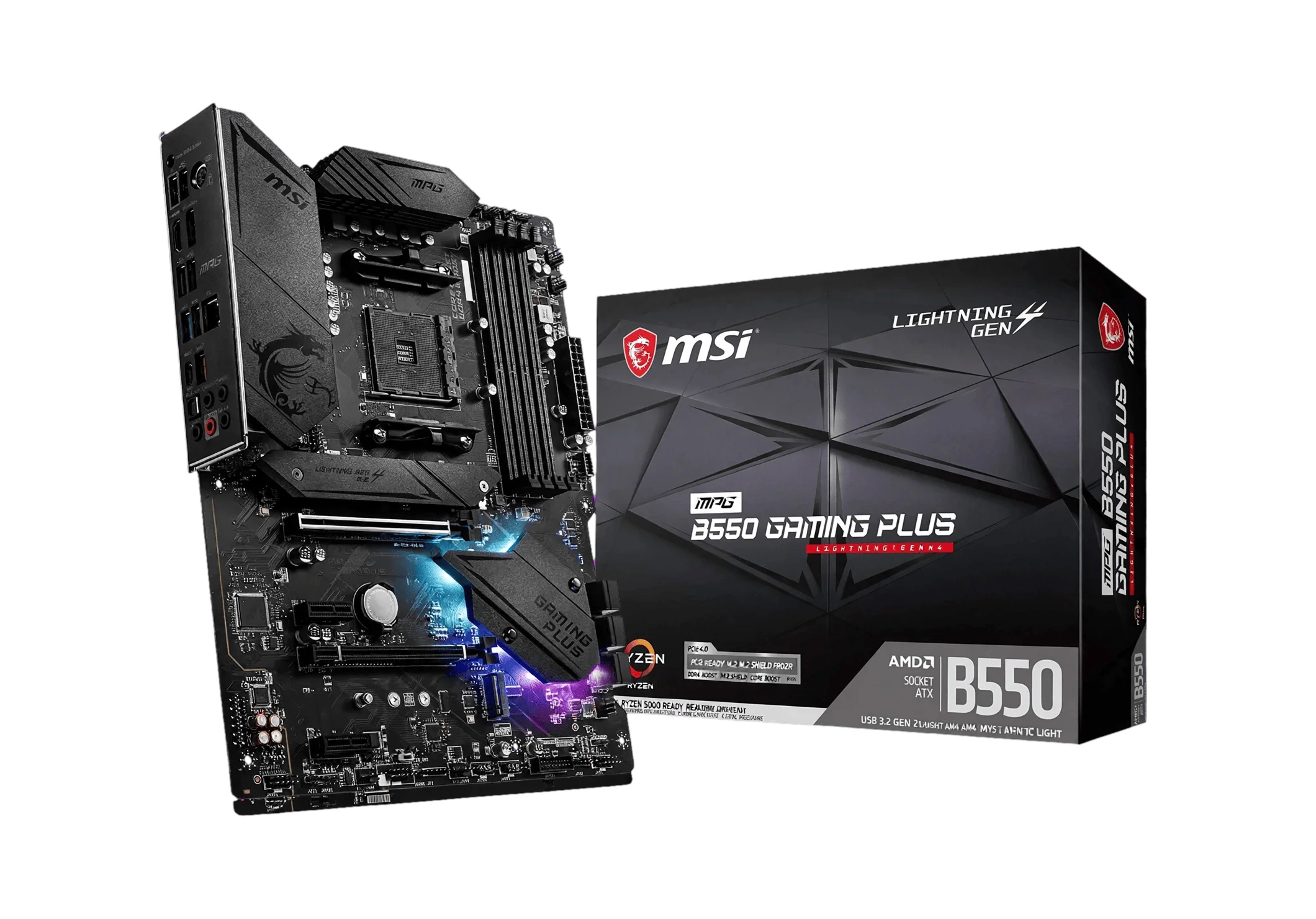 mATX vs ATX Motherboards — Which Should You Choose? 17 The MSI MPG B550 GAMING PLUS is an AM4 ATX motherboard for DDR4 Ryzen builds. It offers two M.2 slots, PCIe 4.0 support, and six SATA ports.