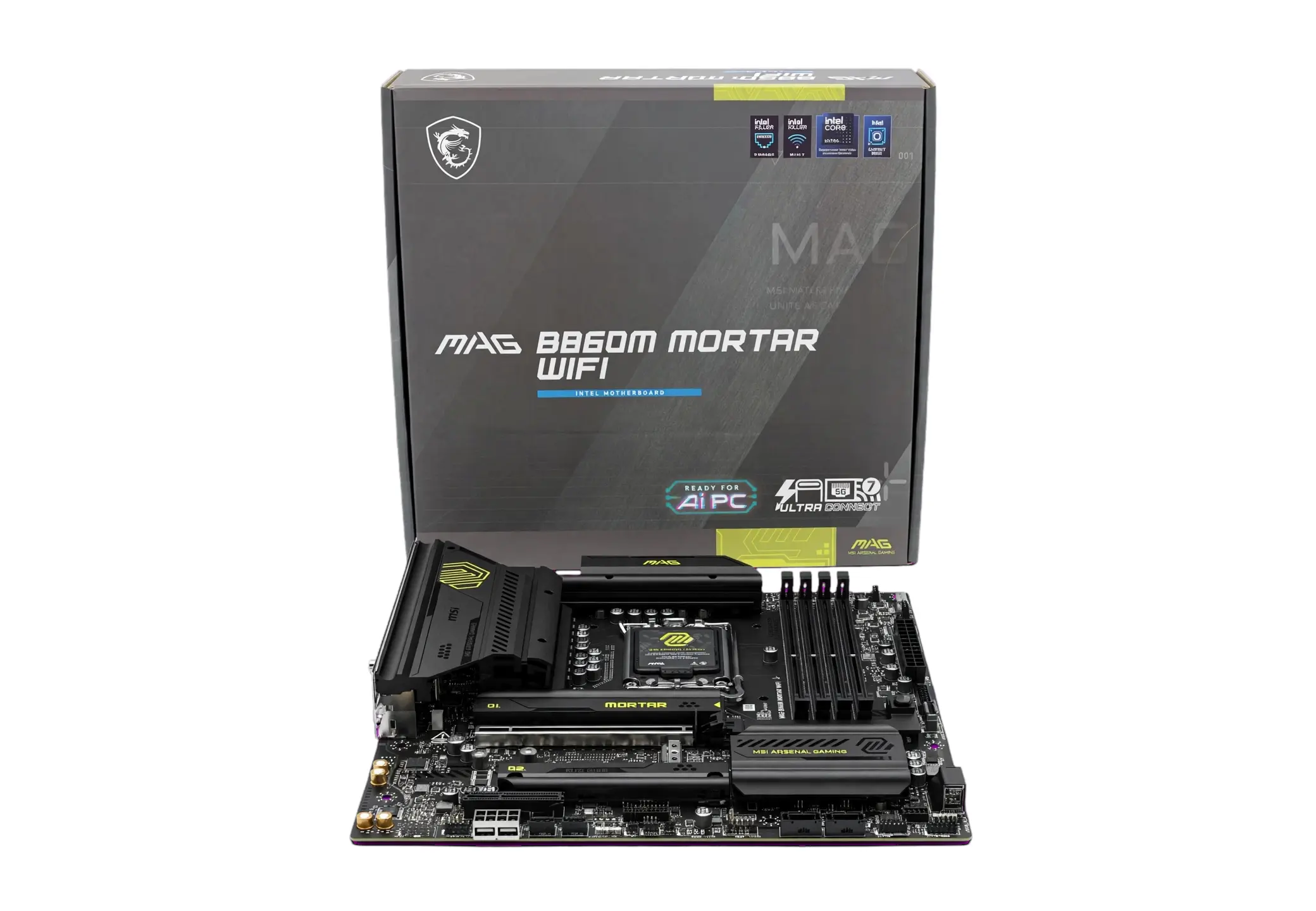 mATX vs ATX Motherboards — Which Should You Choose? 9 This MSI MAG B860M MORTAR WIFI illustration represents an LGA1851 mATX board with DDR5 and Wi-Fi 7. It also provides 5Gb Ethernet for a fast wired network.