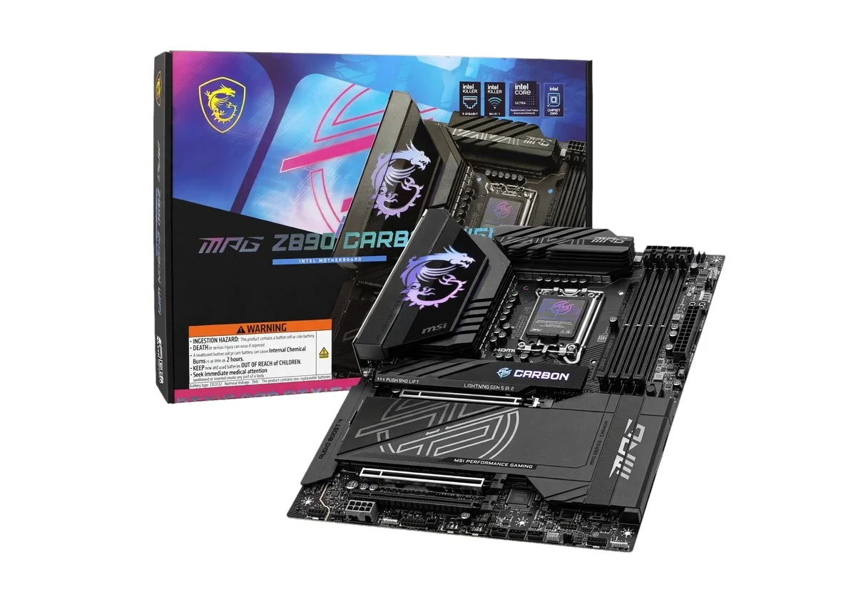mATX vs ATX Motherboards — Which Should You Choose? 19 The MSI MPG Z890 CARBON WIFI is an LGA1851 ATX motherboard with DDR5 support for Intel Core Ultra Series 2 processors. It includes Wi-Fi and multiple M.2 storage sockets.