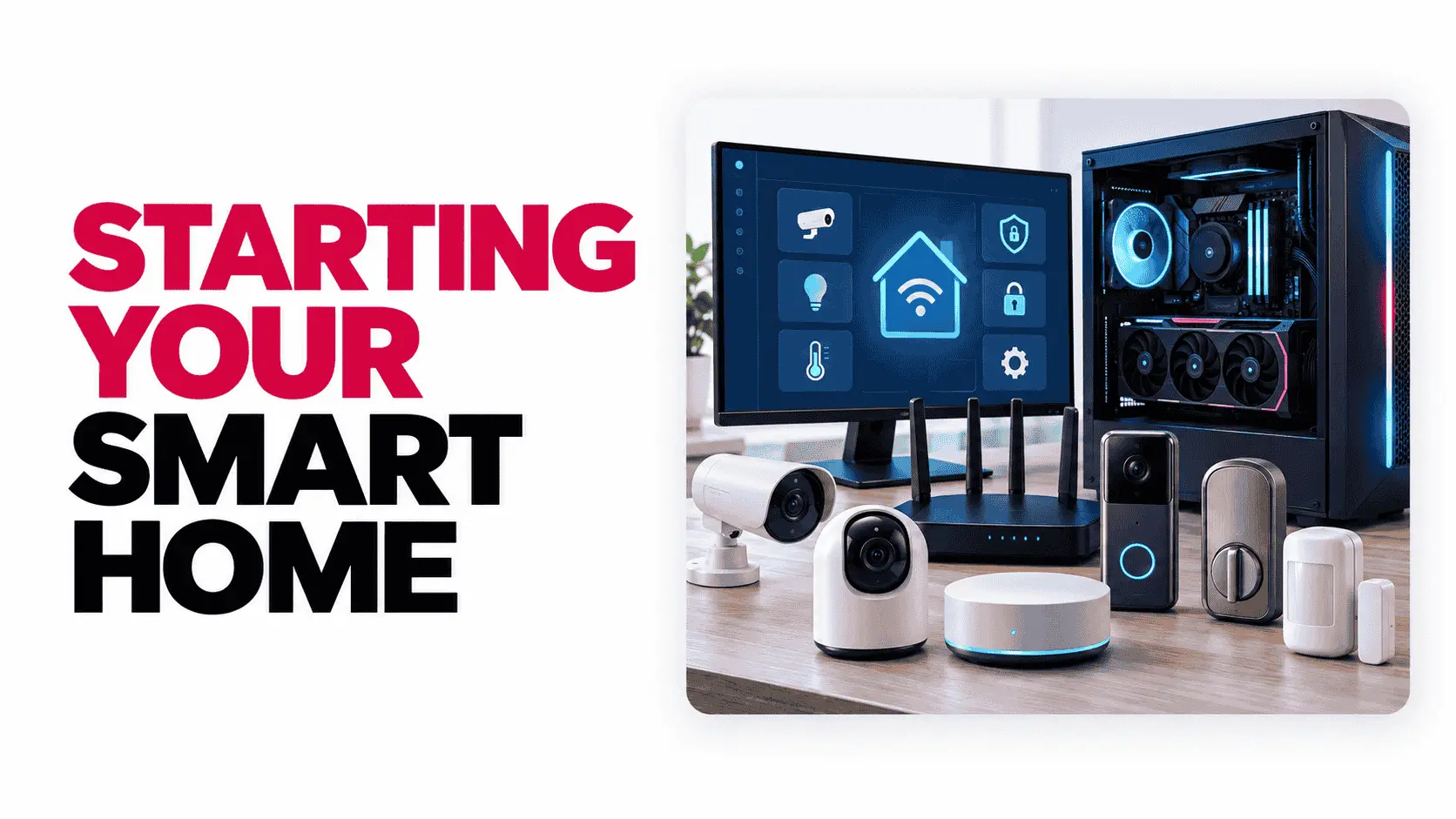 Starting your smart home begins with choosing compatible security cameras, sensors, networking equipment, and a PC for centralized monitoring.