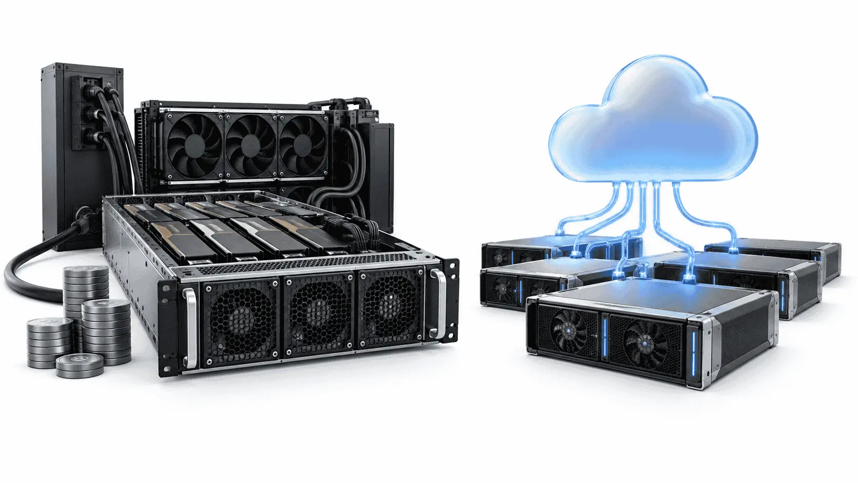 Buying versus renting a GPU server, with enterprise GPU hardware illustrating the 2026 cost comparison.