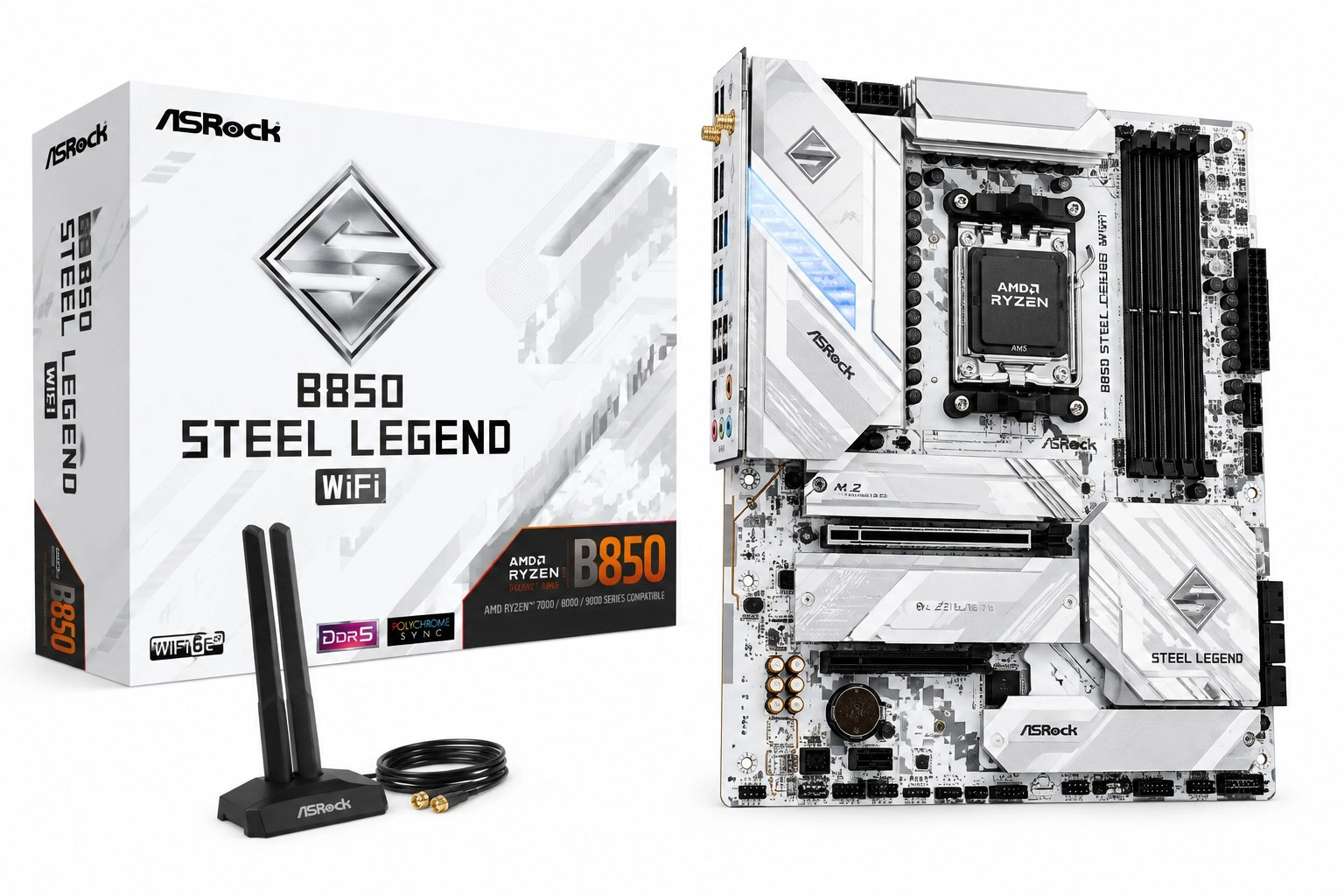 ASRock B850 Steel Legend WiFi with four DDR5 slots and four M.2 sockets, featured in our best motherboard for gaming comparison.