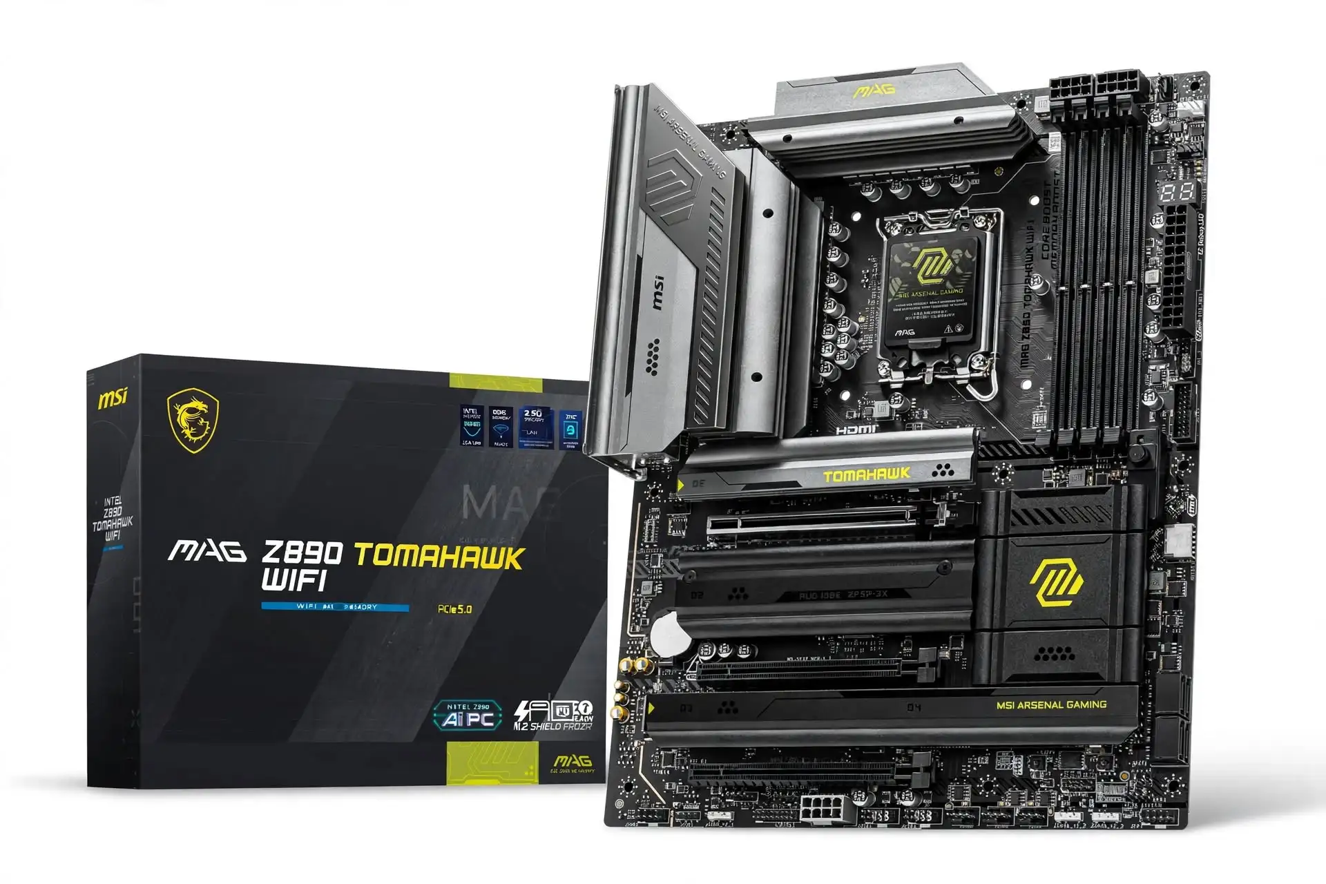 MSI MAG Z890 TOMAHAWK WIFI II with an LGA1851 socket and four DDR5 slots, an Intel option in our best motherboard for gaming guide.
