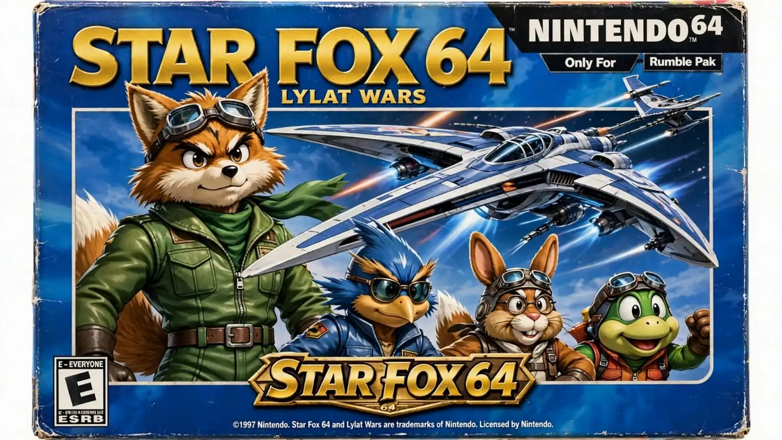 Fox McCloud pilots his Arwing fighter through space while attacking enemy ships and avoiding incoming fire. Star Fox 64 combines fast-paced shooting missions, branching flight routes, and battles against powerful enemy spacecraft.