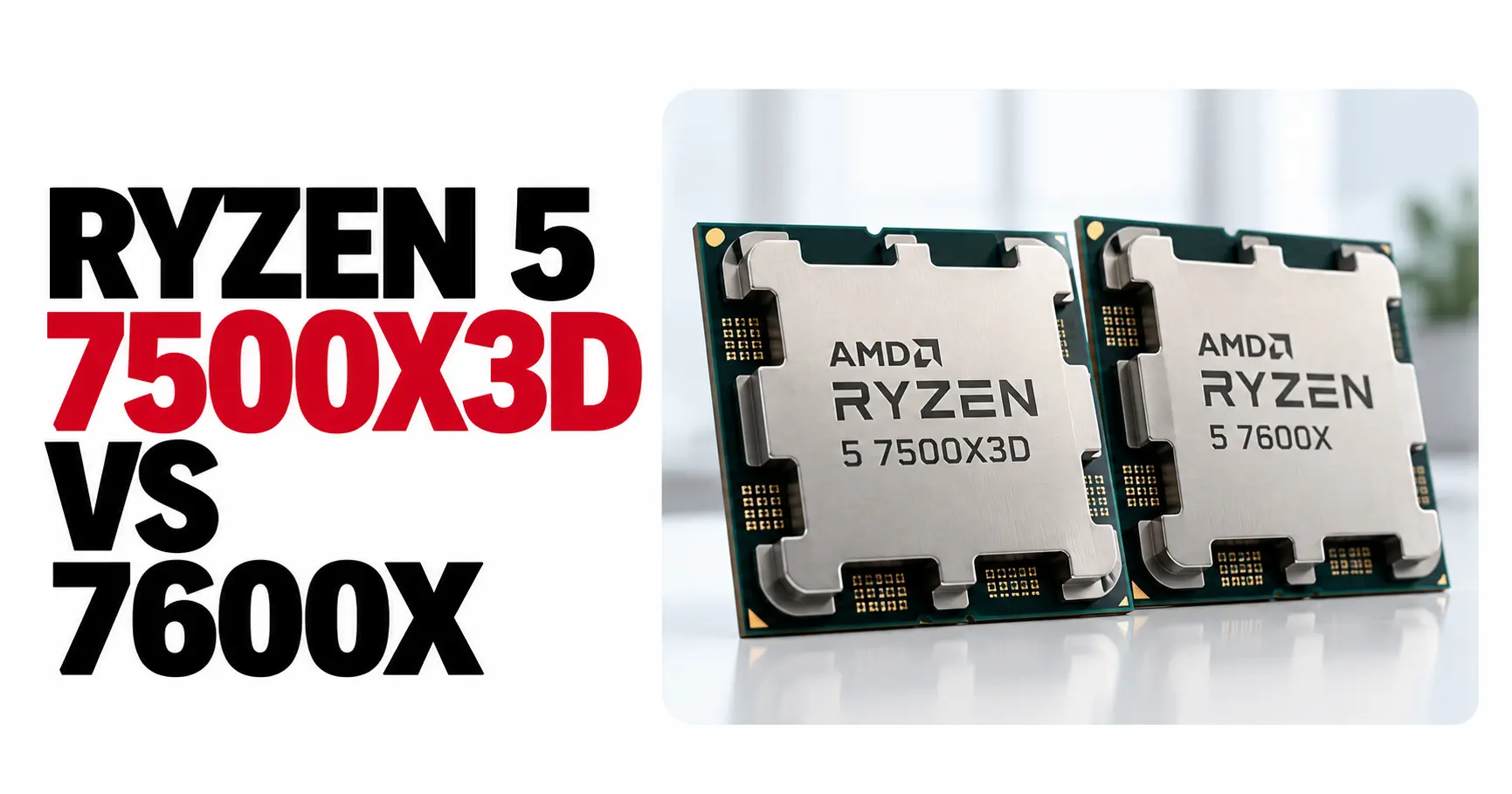 Ryzen 5 7500X3D vs Ryzen 5 7600X | Full Comparison 34 Ryzen 5 7500X3D vs 7600X comparison showing two AMD processors, with the 7500X3D offering stronger gaming performance and the 7600X favoring productivity.